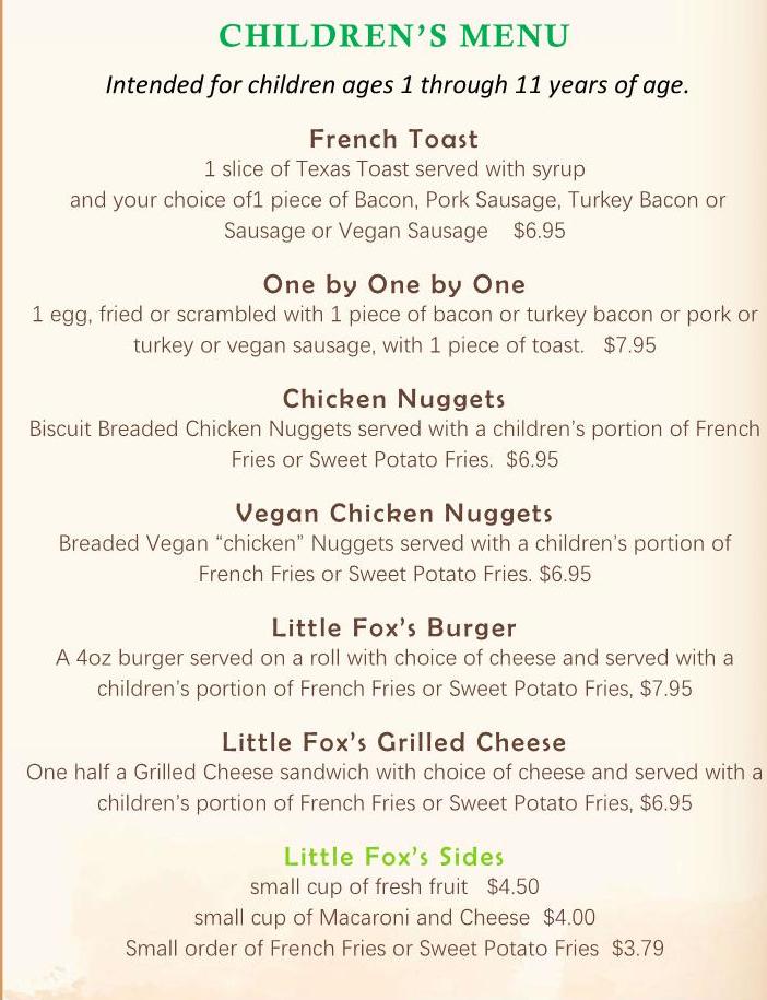 Little Foxes menu 10.11.24